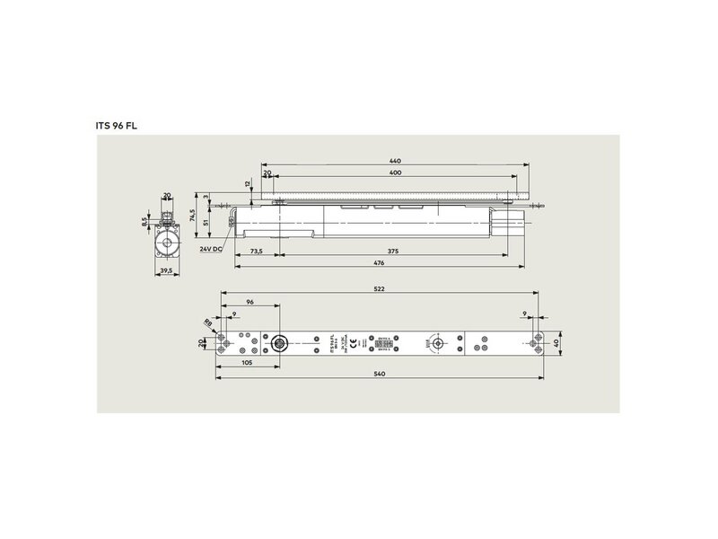 DORMA / Türschließer / ITS96 FL / EN 3-6 / 4mm verl.Achse / ohne GLeitschiene 