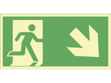 Rettungszeichen - Rettungsweg rechts abwärts – langnachleuchtend
