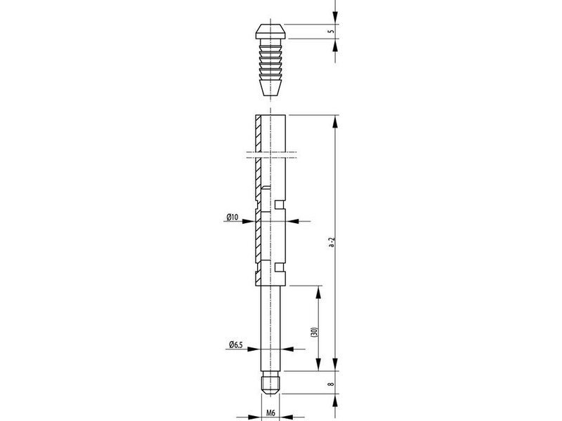 BKS / Treibriegelstange 9006 Rohr mit Gleitstopfen 635 mm 