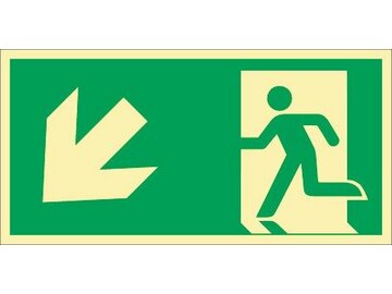 Rettungszeichen - Rettungsweg links abwärts – langnachleuchtend