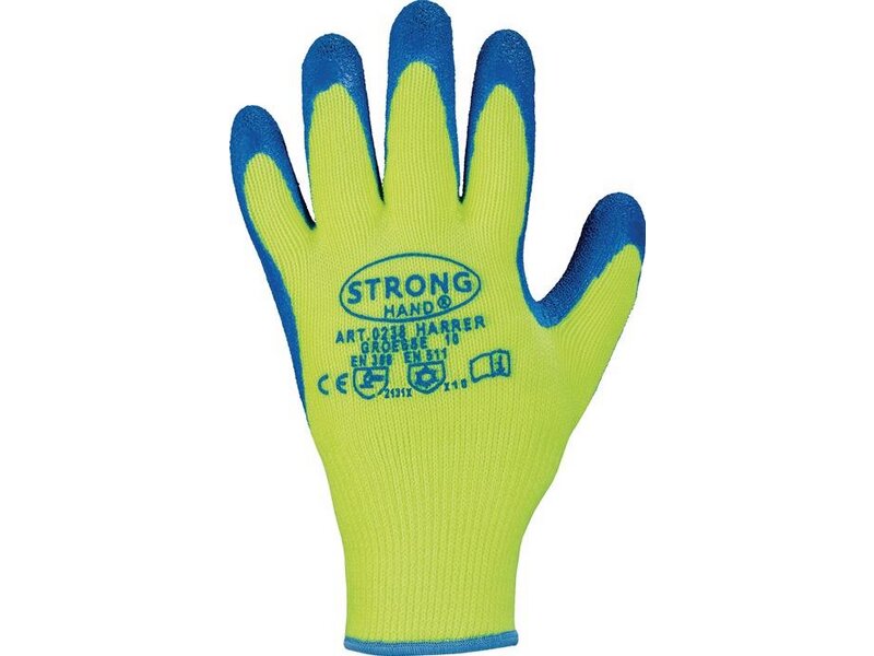 STRONG / Handschuhe Harrer Gr.9 gelb/blau Acryl m.Latex II 
