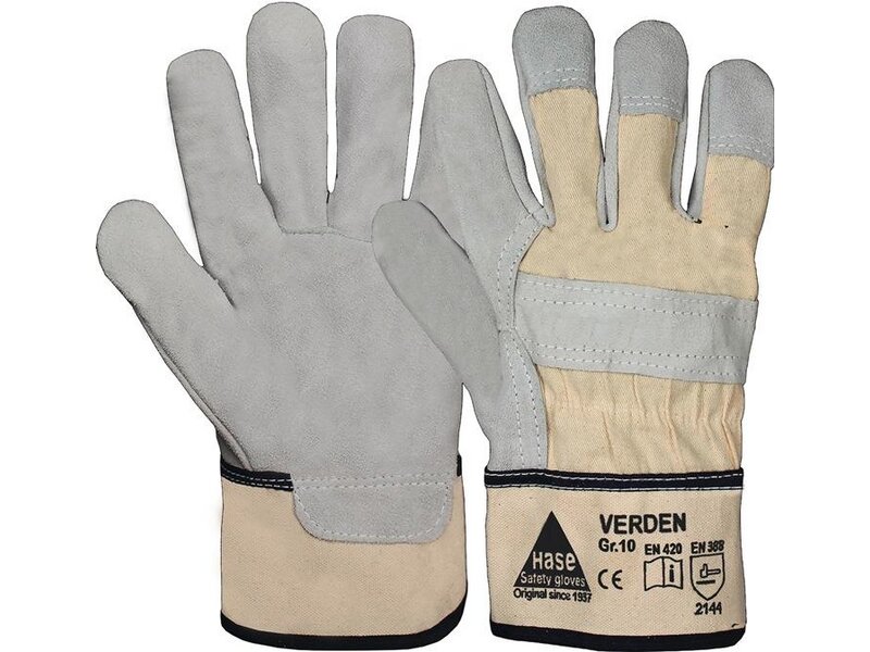 HASE / Handschuhe Verden Gr.10 grau/natur Rindspaltleder EN 388 Kat.II 