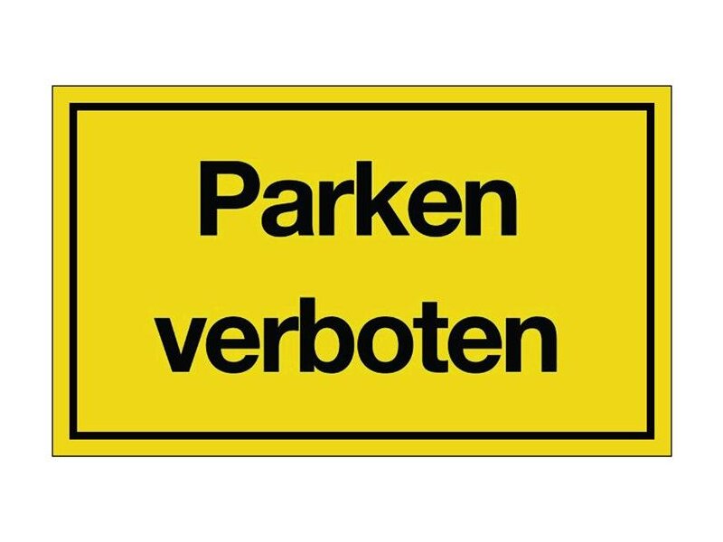 Hinweiszeichen Parken verboten L250xB150mm Kunststoff schwarz/gelb 