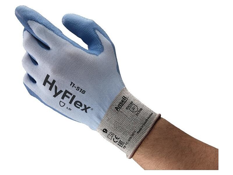 Schnittschutzhandschuhe HyFlex 11-518 Gr.8 blau Kevlar EN 388 Kat.II 12 PA 