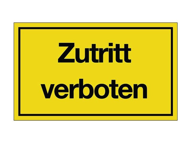 Hinweiszeichen Zutritt verboten L250xB150mm Kunststoff schwarz/gelb 