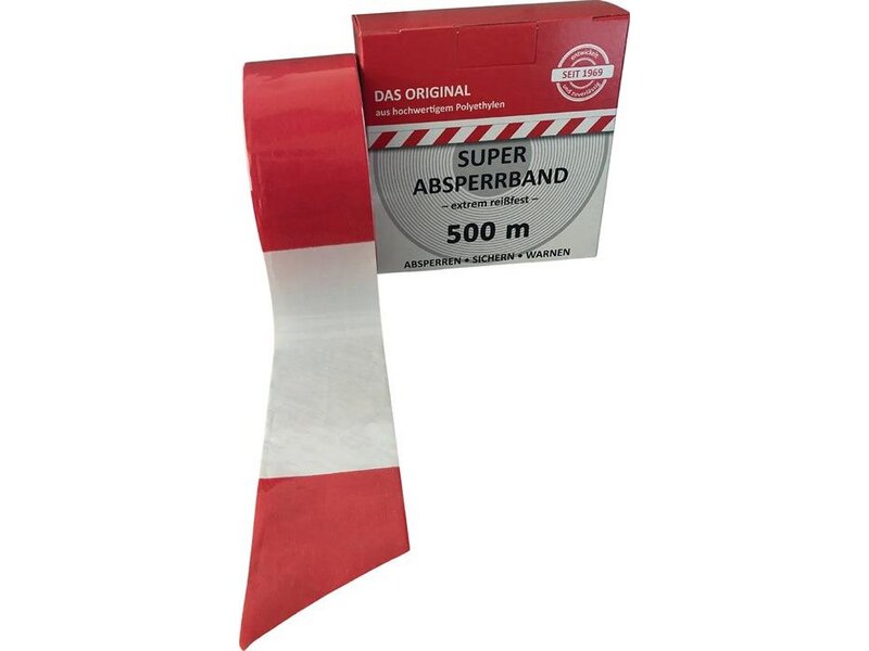 Absperrband L.500 m B.80mm rot/weiß geblockt 500m/Karton 