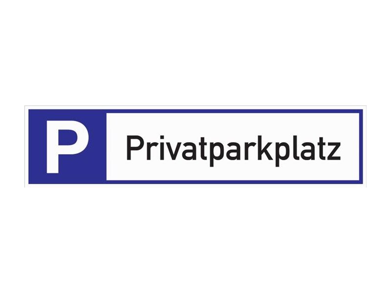 Schild Privatparkplatz 460x110x2mm Aluminium weiß/blau/schwarz 
