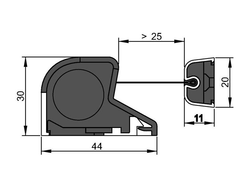 ATHMER / Fingerschutzprofil NR-30 L.1925mm BG schwarz silberf. 