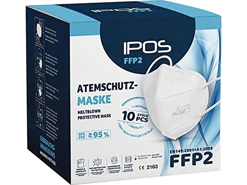 IPOS / Atemschutzmaske FFP2 NR ohne Ausatemventil / VE: 10 Stk 