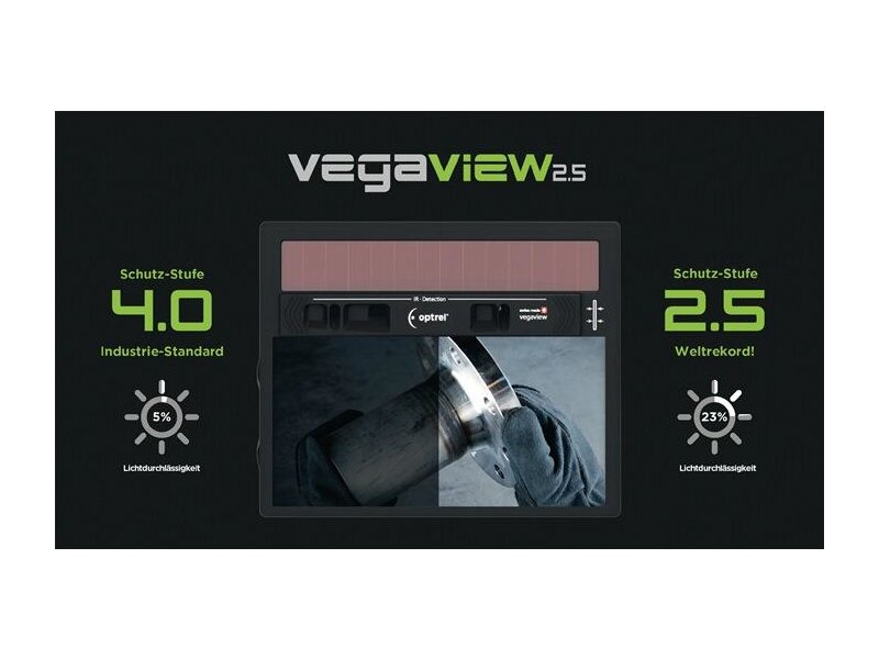 Schweißerschutzhelm Vegaview2.5 Batterielebensdauer ca.3000 h 90x110mm DIN 8-12 