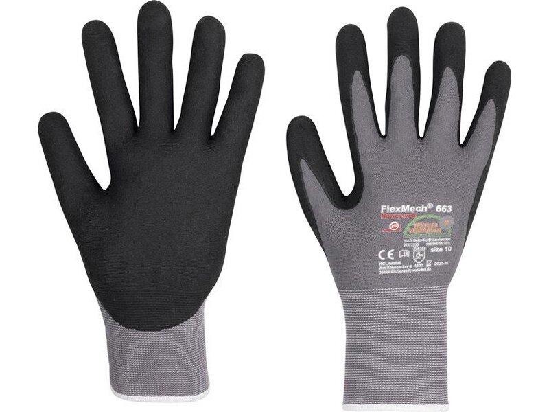 Handschuhe FlexMech 663 Gr.6 grau/schwarz Nylon/Elastan/Nitrilschaum 10 PA 