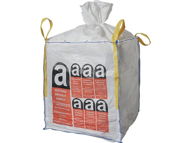 Transportsack Big Bag L.900mm B.900mm H.1100mm Trgf.1000kg Aufdruck:Asbest 