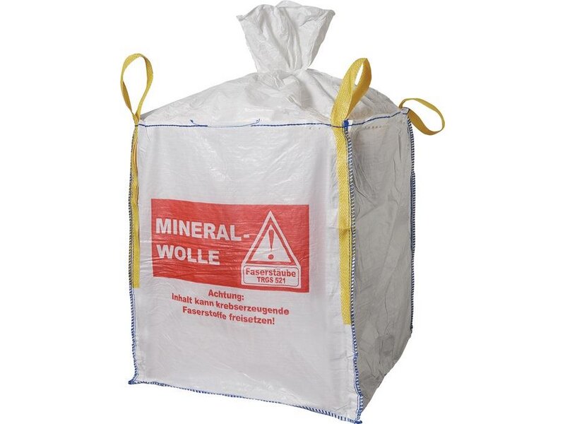 Transportsack Big Bag L.900mm B.900mm H.1100mm Trgf.150kg Aufdruck:Mineralwolle 