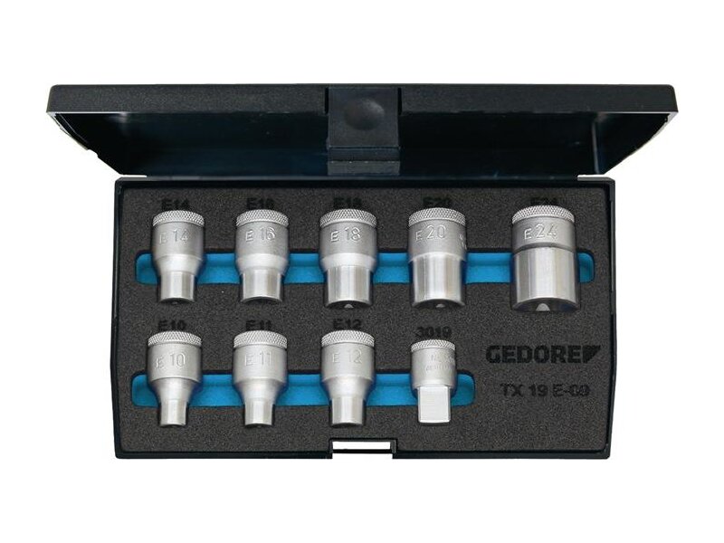 GEDORE / Steckschlüsselsatz TX 19 E-09 9-tlg.1/2 Zoll E10-E24 