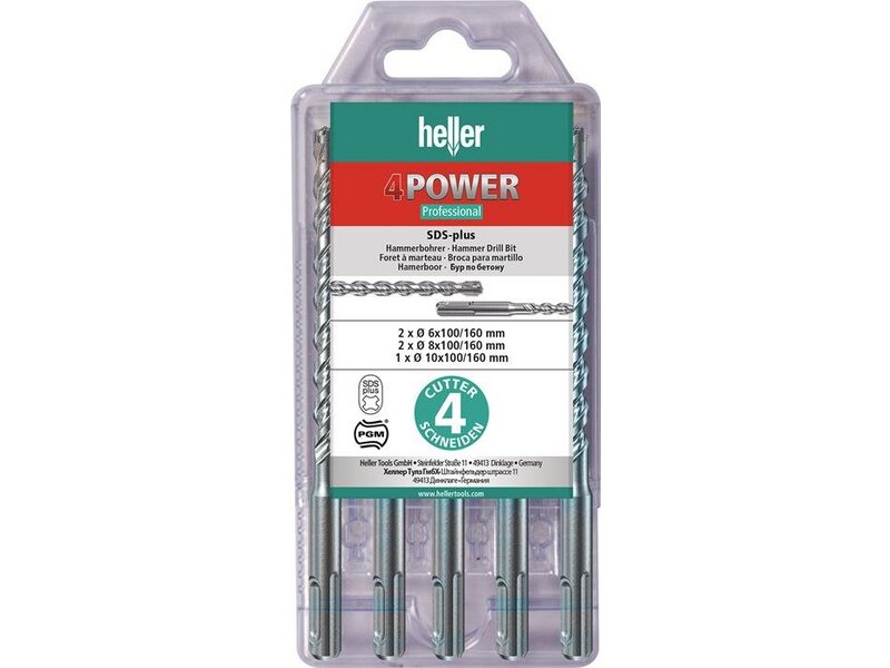 HELLER / Hammerbohrersatz 4Power 5-tlg.SDS-plus Multipack 