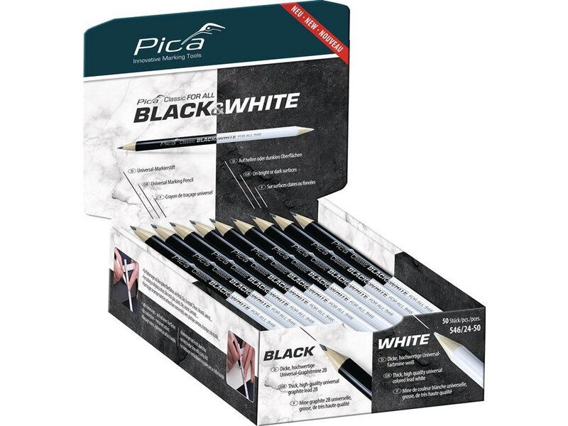PICA / Markierstift Classic FOR ALL Black&White L.24cm 2B beids.gespitzt 