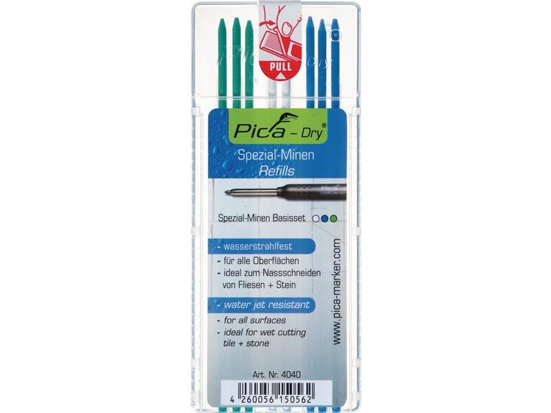 PICA / Minenset Pica-Dry 3x blau,2x weiß,3x grün wasserstrahlfest 8 Minen/Set 