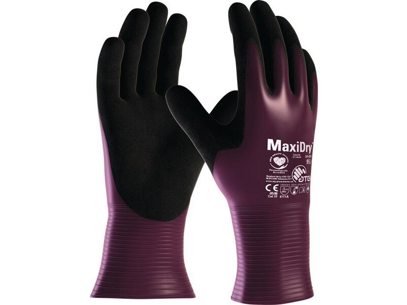 ATG / Handschuhe MaxiDry® 56-426 Gr.7 lila/schwarz Nyl.m.Nitril/Nitril 