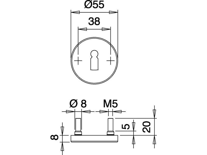 EDI / Schlüsselrosetten-Paar / 055 / rund / 55 / 8 / BB / ER 