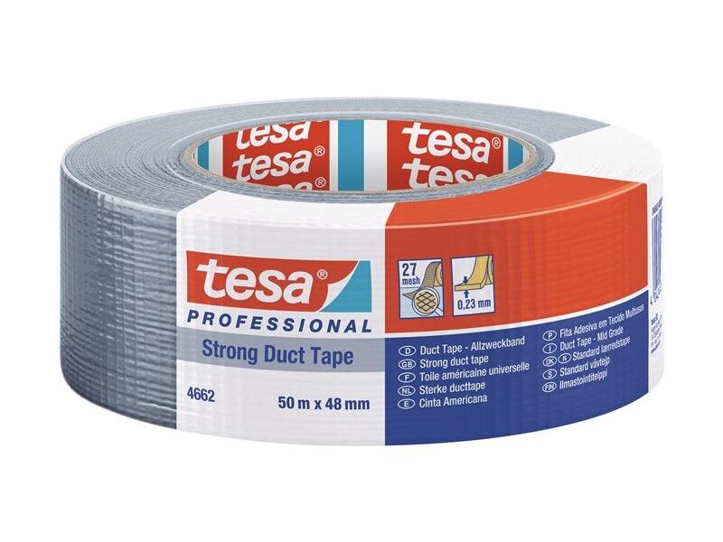 TESA / Gewebeband Allzweck duct tape 4662 mattsilber L.50m B.48mm Rl. 