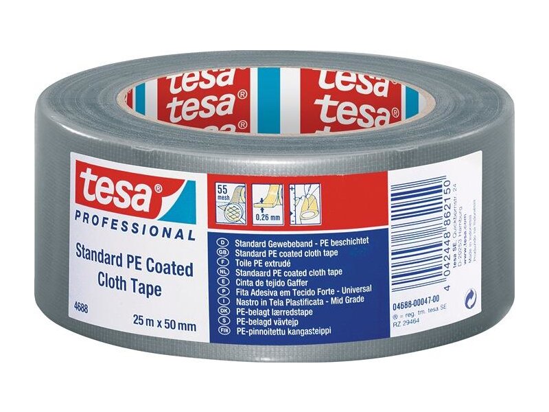 TESA / Gewebeband tesaband® Stand.4688 silber-matt L.25m B.50mm Rl. 