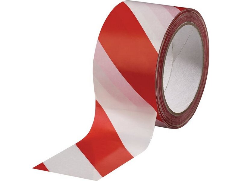 Warnmarkierungsband PVC rot/weiß L.66m B.60mm Rl. 