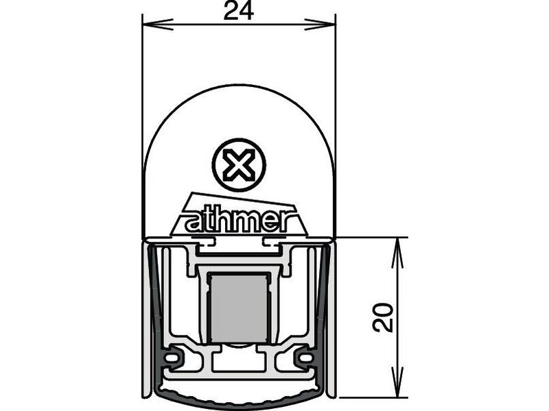 ATHMER / Türdichtung Stadi L-24/20 WS eins.L.750mm B.24mm Alu.alu blk univ 